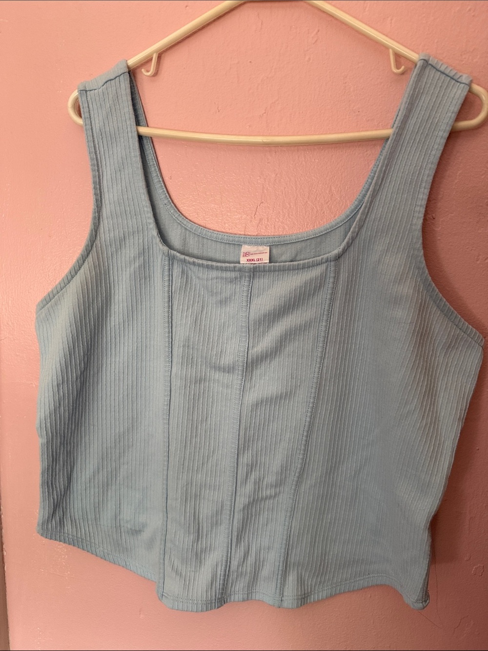 No Boundaries Light Blue Ribbed Crop Tank Top
